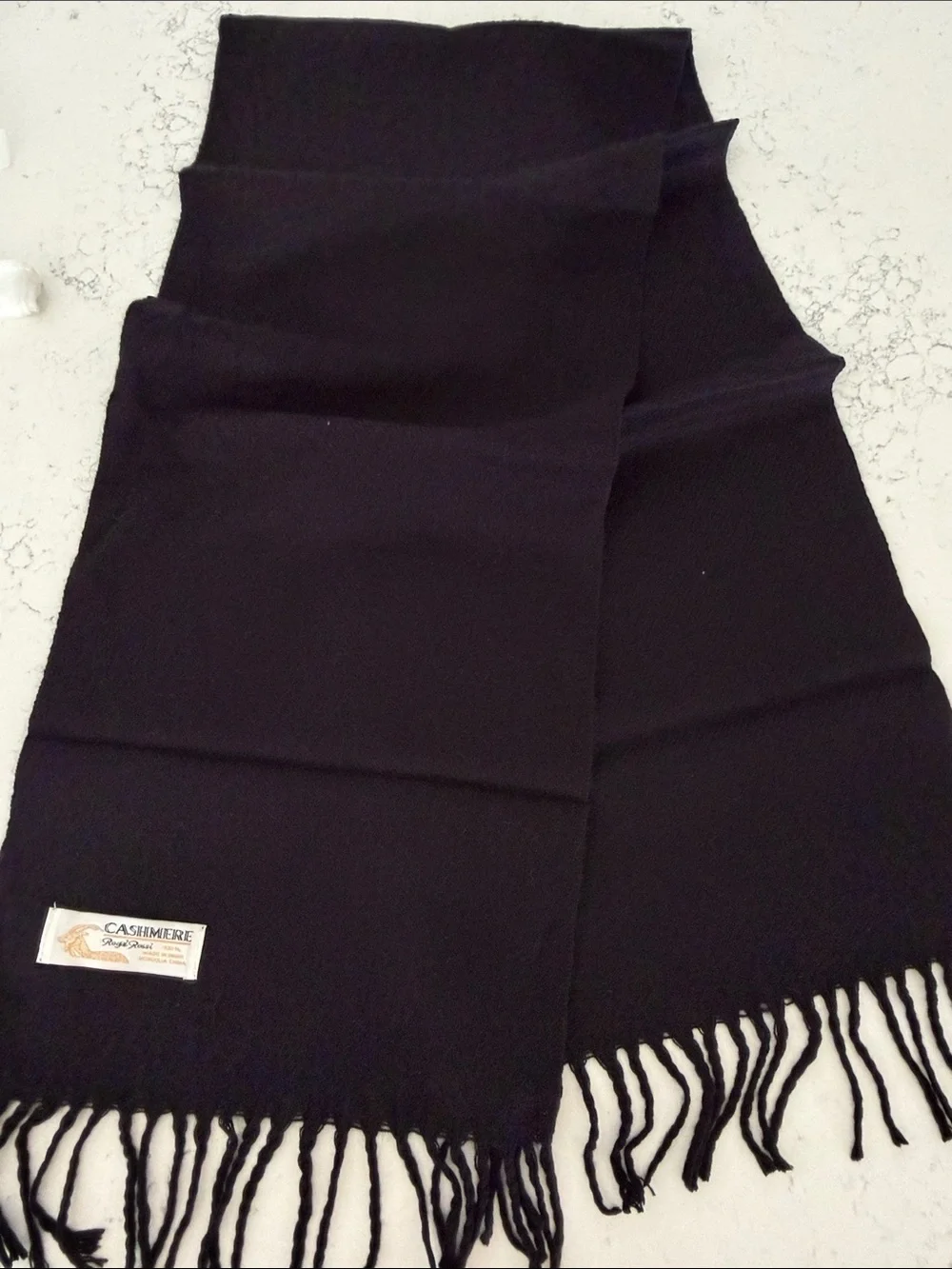 Royal Rossi 100% Black Cashmere Scarf Mongolian Cashmere